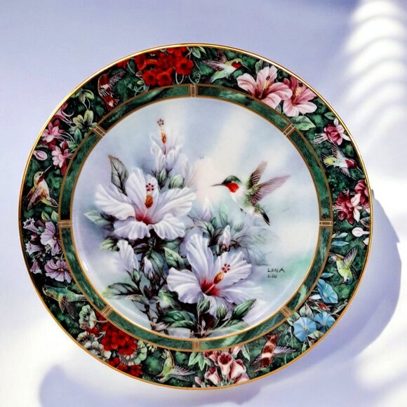 The Ruby-Throated Hummingbird, by Lena Liu-W. L. George Collector Plate - Picture 1 of 10